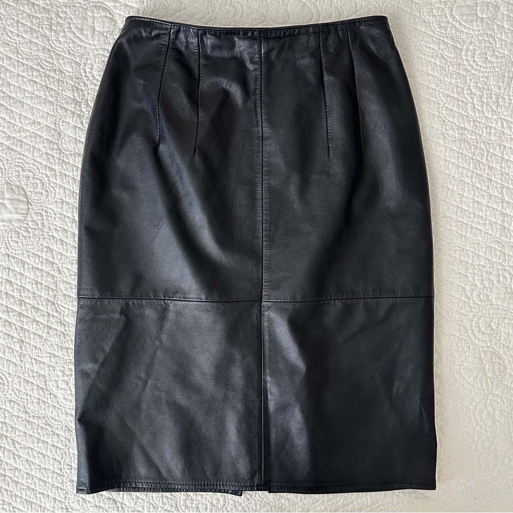 Vintage 80s Pia Rucci Black Leather Pencil Skirt Women’s